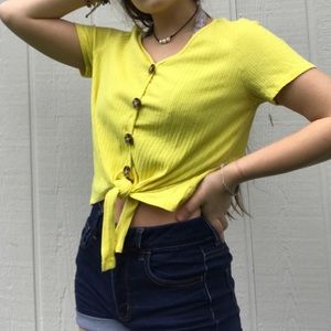 Yellow Tied Crop Top